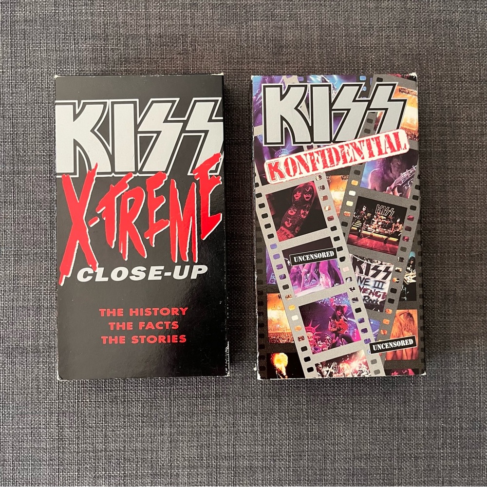 Lot of 2 Vintage KISS VHS Tapes X-treme Close-Up and Konfidential Rock